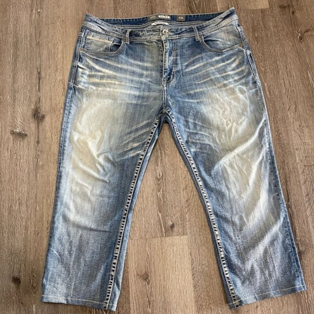 BKE‎ Mens Tyler Straight Leg Jeans 40R Light Wash Denim